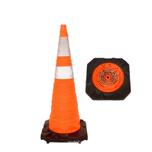 Orange Foldable Collapsible Reflective Safety PVC Traffic Cone with Flashing LED Light, Traffic Collapsible Cone